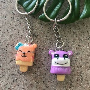 A pair of Popsicle Animal keychains